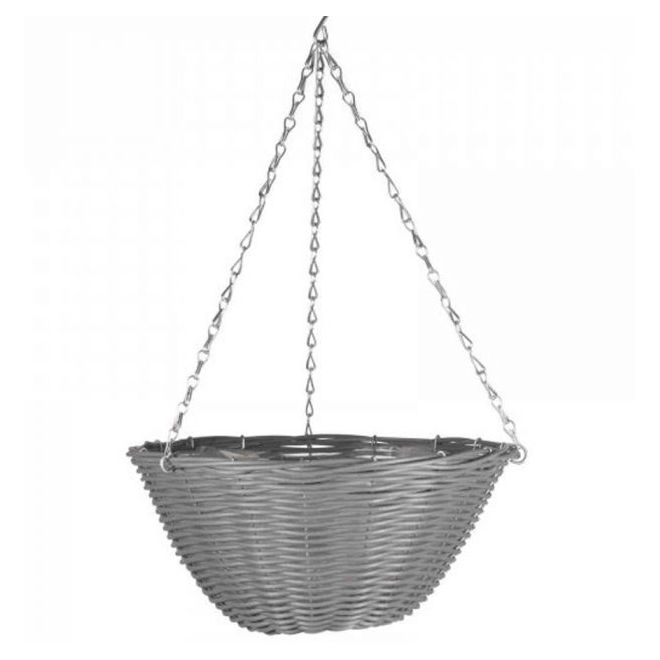 14'' Slate Faux Rattan Basket