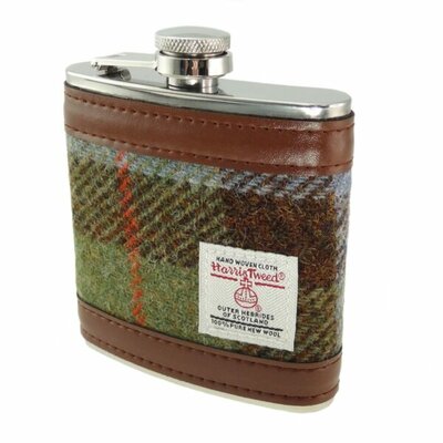 6oz Harris Tweed Hip Flask in MacLeod Tartan
