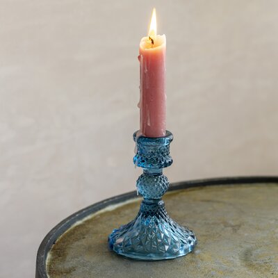 Glass Candlestick Harlequin Blue 8x10cm / 8
