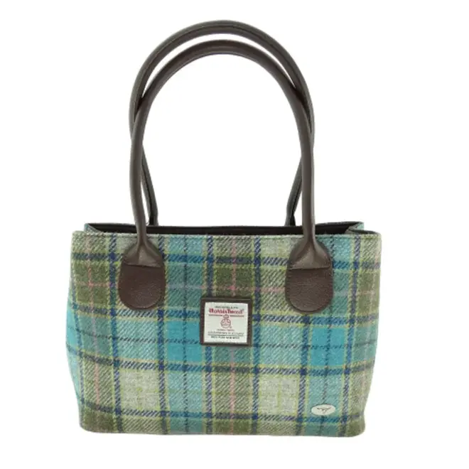 Harris Tweed 'Cassley' Classic Handbag in Turquoise Tartan