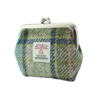 Harris Tweed 'Eigg' Small Clasp Purse in Turquoise Tartan
