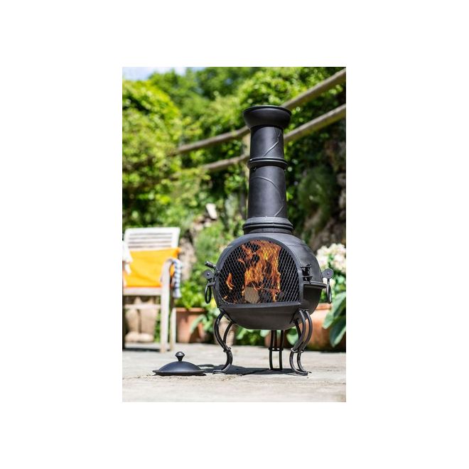 Murcia Steel Chiminea with Grill XL Black - image 2