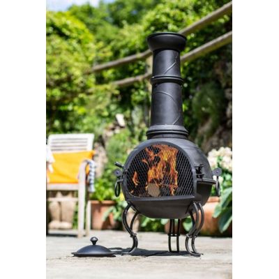 Murcia Steel Chiminea with Grill XL Black - image 2