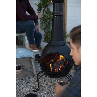 Murcia Steel Chiminea with Grill XL Black - image 3