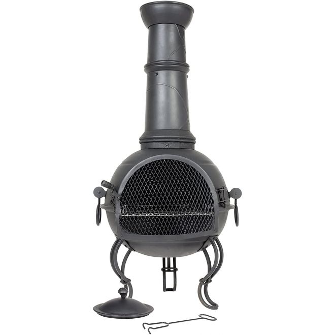 Murcia Steel Chiminea with Grill XL Black - image 1