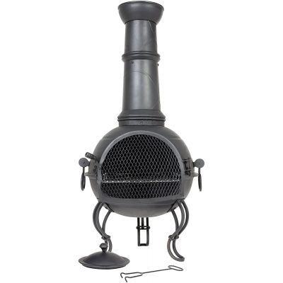 Murcia Steel Chiminea with Grill XL Black - image 3