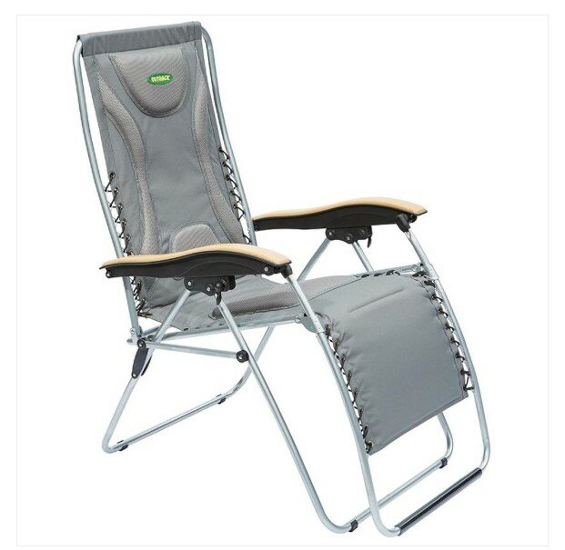 Padded Relaxer With Timber Armrest - Grey