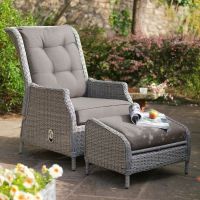 Palma Recliner with Footstool - Whitewash - image 1