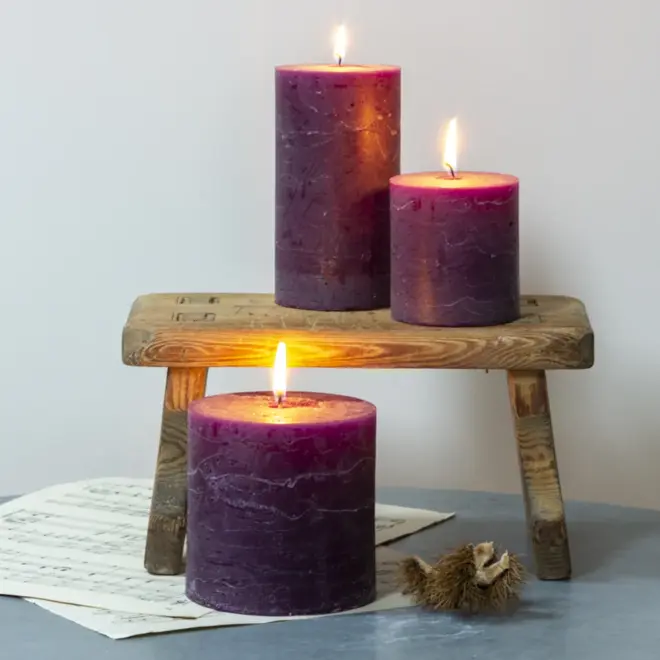 Rustic Pillar Candle Amethyst 70x75mm