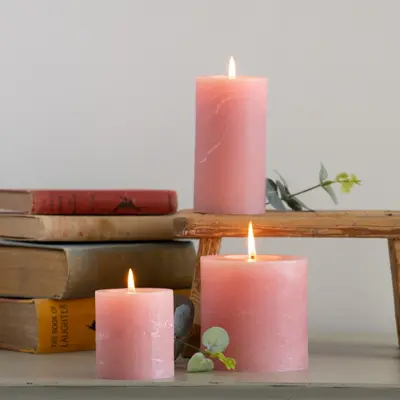 Rustic Pillar Candle Dusky Pink 100x100mm