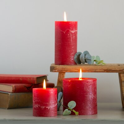 Rustic Pillar Candle Lipstick Red 100x100mm