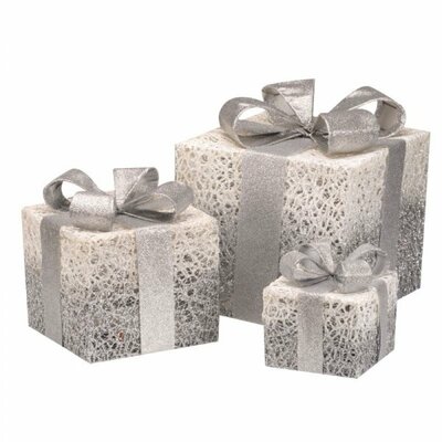 Silver Gift Sparkly Faux Gift Boxes - Set of 3 - image 2